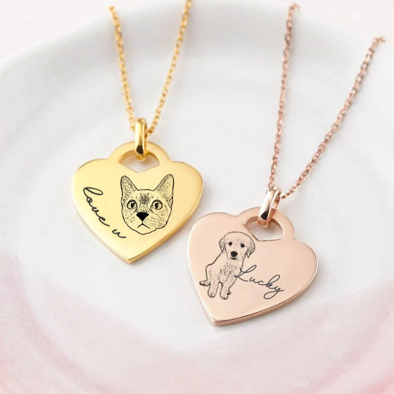 Cat Memorial Necklace, Pet Photo Gift Christmas