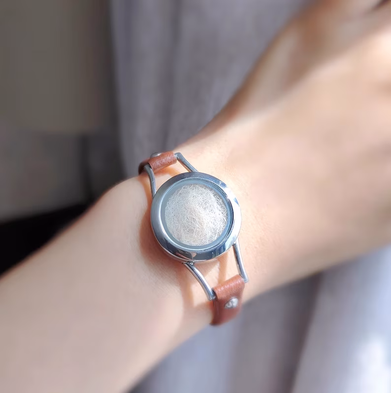 Pet Fur Bracelet, Leather Bracelet