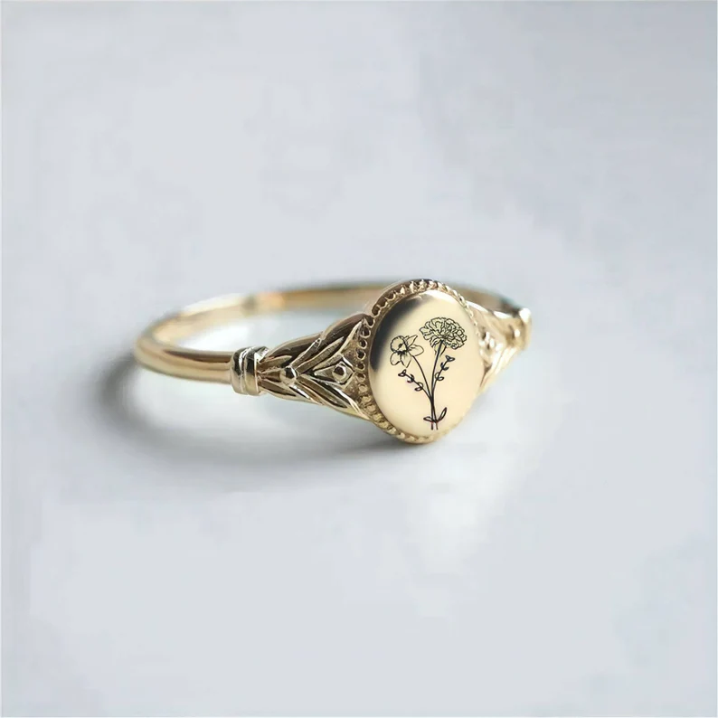 Custom Birth Flower Ring