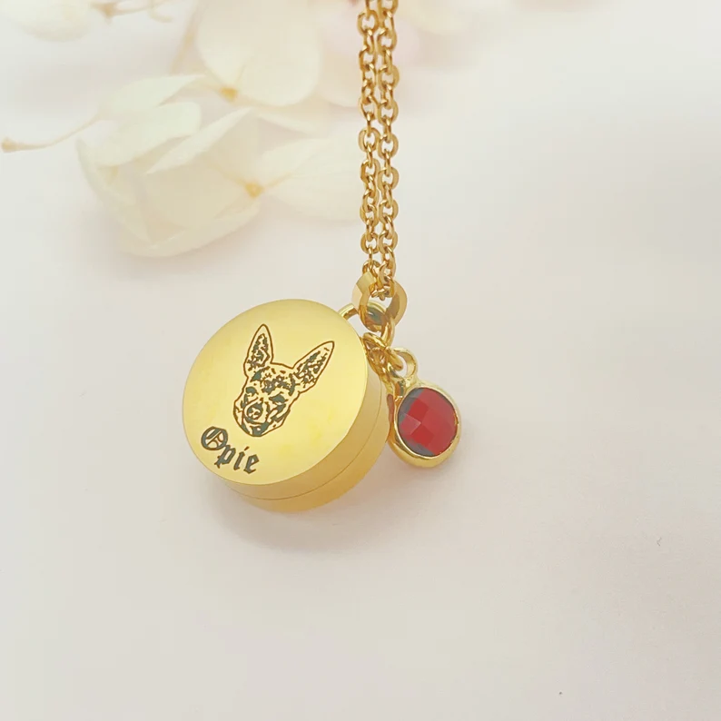 Hair Necklace With Birthstone, Hair Keepsake Pet Loss