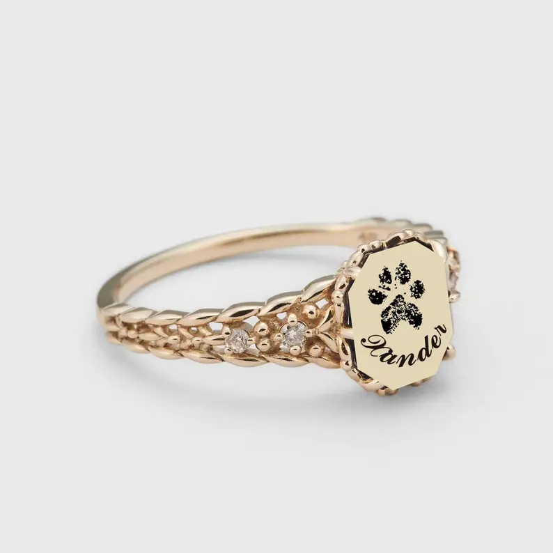 Pet Memorial Birthstone Ring