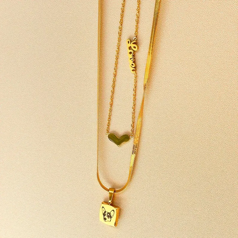 Pet Memorial Necklace, Heart Necklace, Personalized Gold