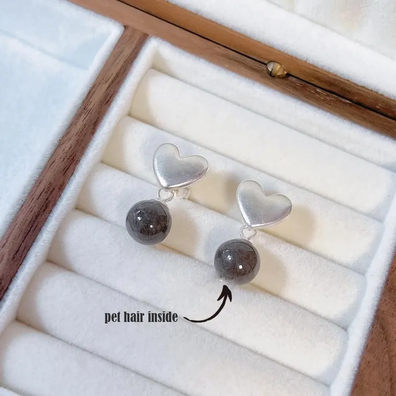 Sterling Silver Earring, Pet Hair Earrings