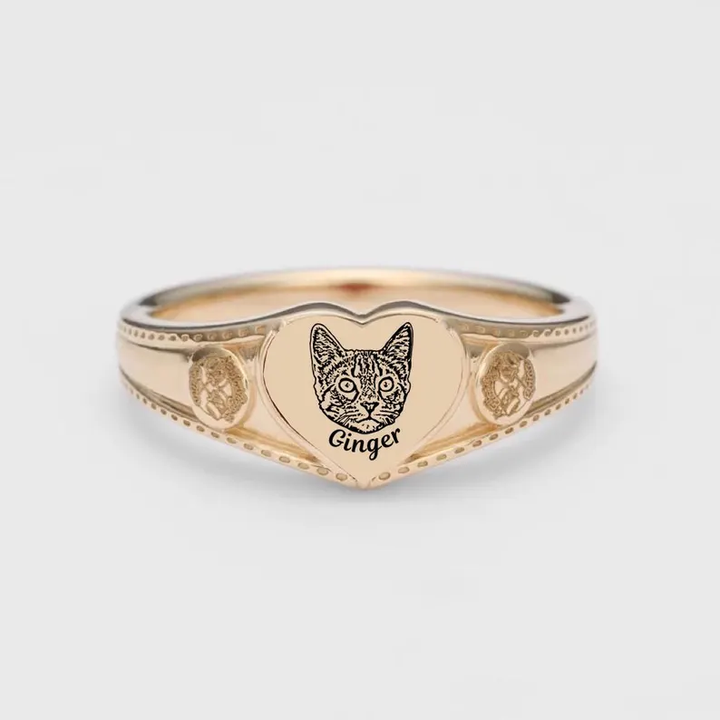 Vintage Cat Portrait Ring