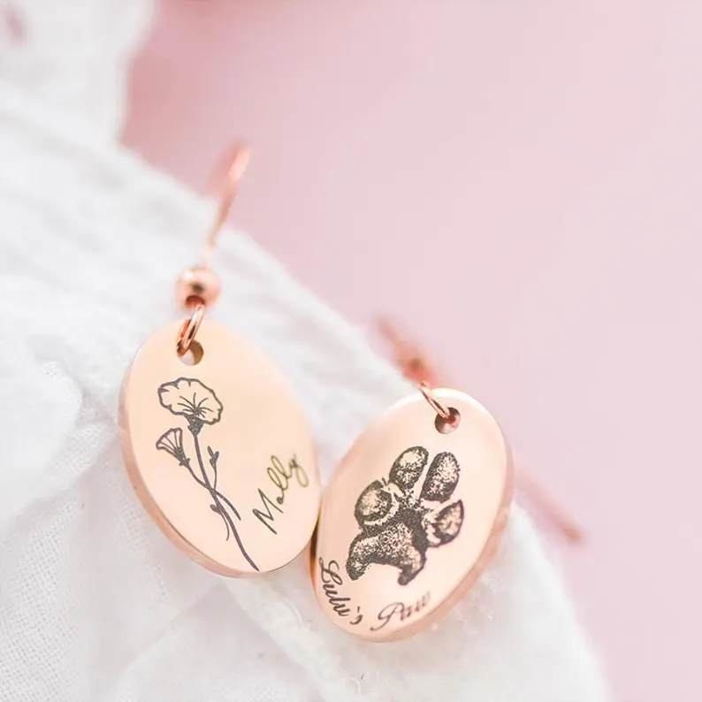 Custom Paw Print Earrings